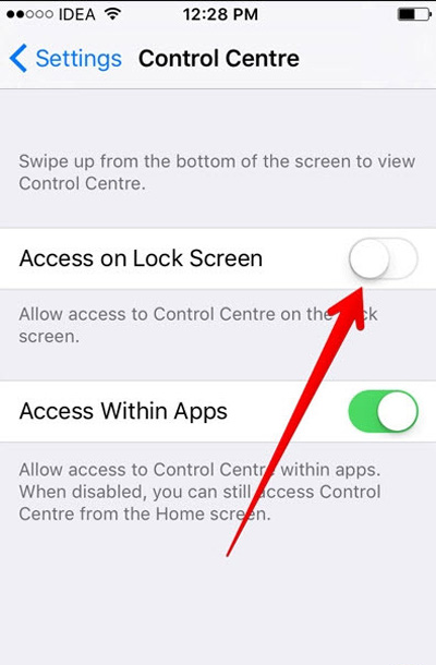 دسترسی به Control Center ، صفحه قفل آیفون ترفندهای آیفون , غیر فعال کردن دسترسی به Control Center