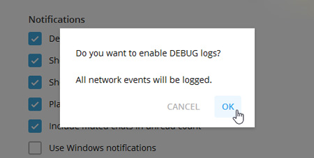 اپلیکیشن تلگرام، منوی Debug تلگرام تلگرام در ویندوز, ترفند تلگرام