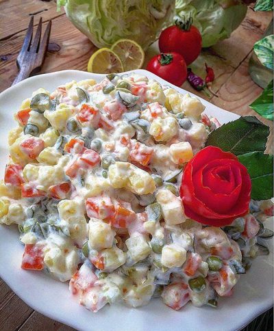 سالاد آمریکایی،طرز تهیه سالاد آمریکایی درست کردن سالاد آمریکایی,مواد لازم برای سالاد آمریکایی