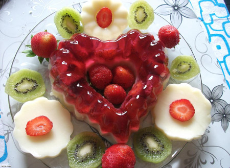 ژله شیشه ای با میوه عکس تزیین ژله با میوه,تزیین ژله با میوه تابستانی, تزئین ژله با میوه