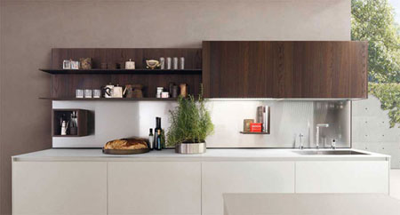 مدل آشپزخانه به رنگ سفید و طرح چوب,دکوراسیون ساده آشپزخانه